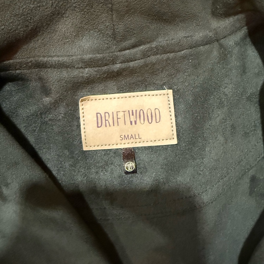 Driftwood Olive Green Faux Suede Moto Asymmetrical Zip Embroidered Jacket - Picture 3 of 5